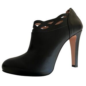 Red Valentino Black Leather High Heel Ankle Booties With Laser Cut Detail 40(9.5